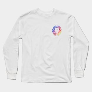 Rainbow Lion Pride White Small Logo Long Sleeve T-Shirt